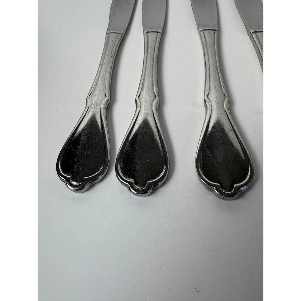 Rostfrei Stainless Steel Dinner Knives Set of 8 Scalloped Handle Serrated Blade